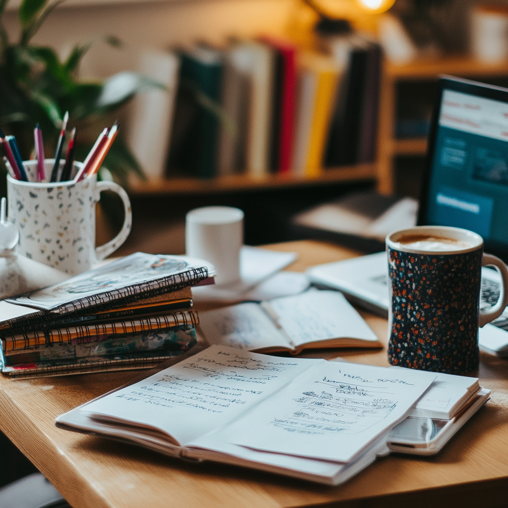 college homework on table