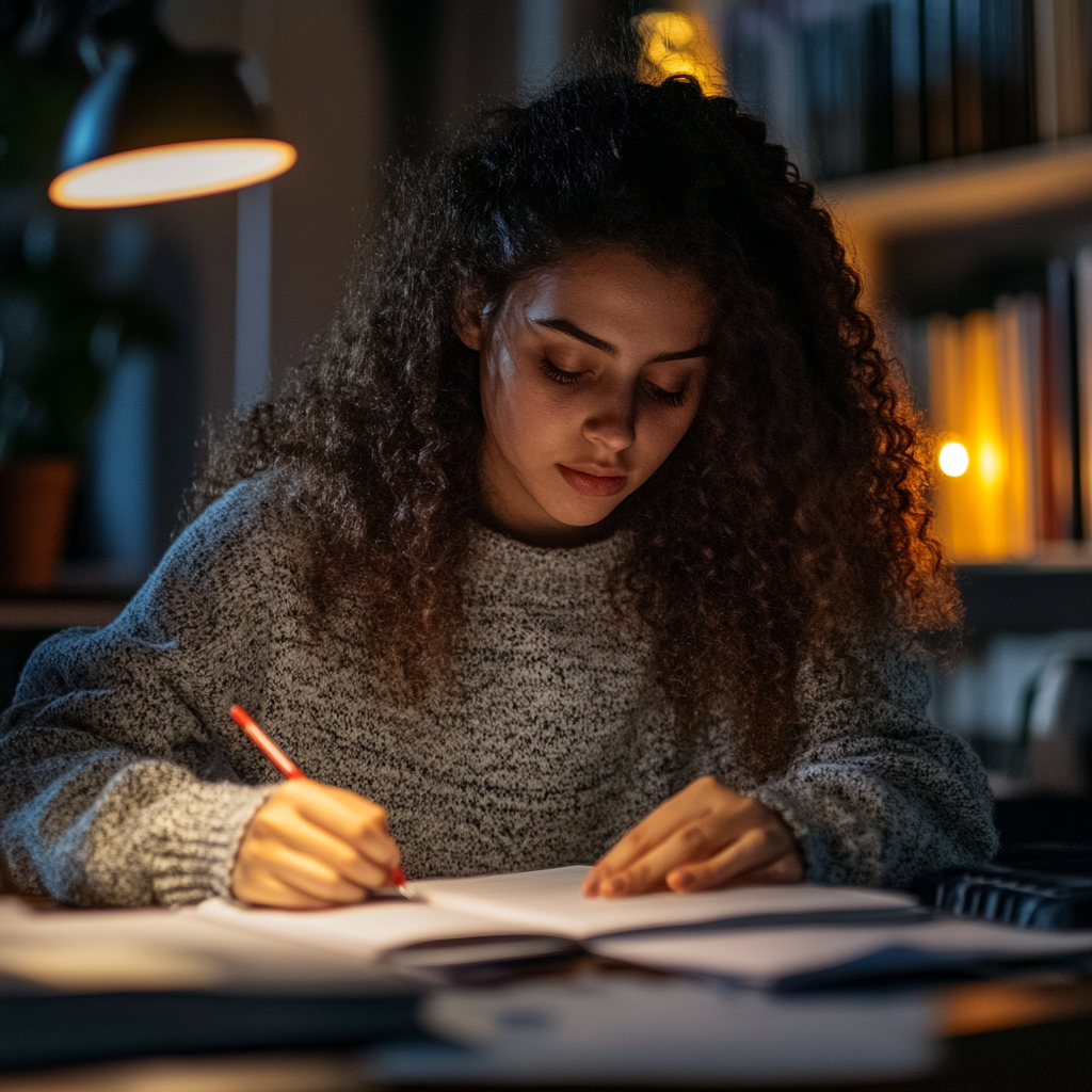 highschool student doing homework