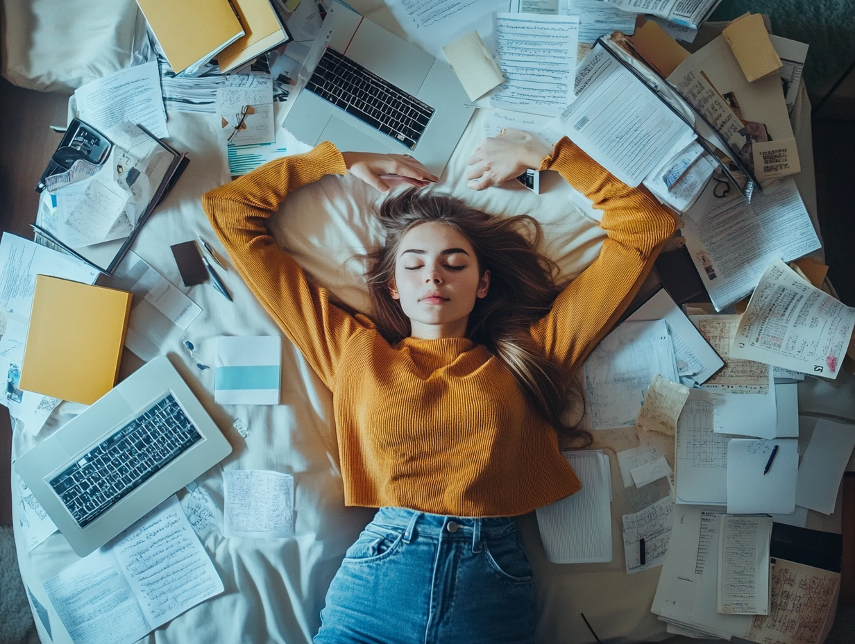 college student multitasking being productive