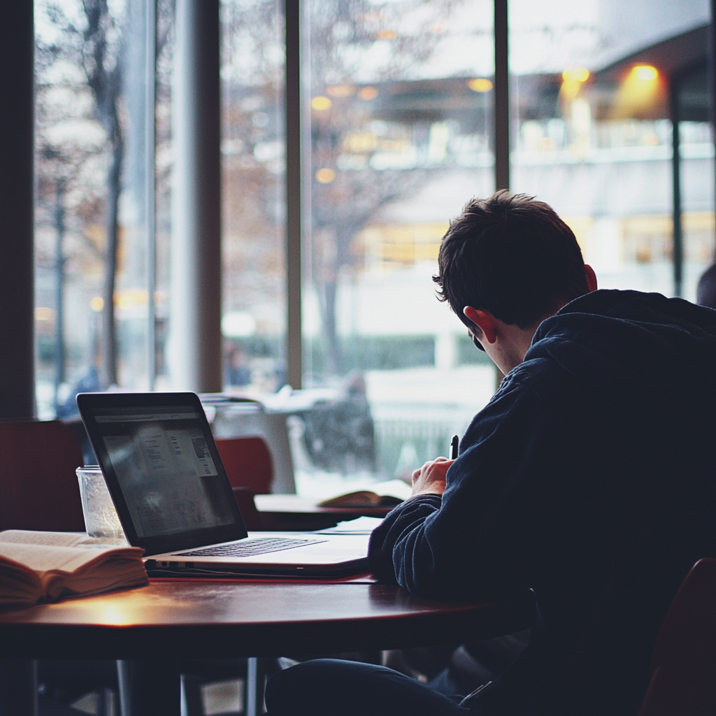 college student studying for test