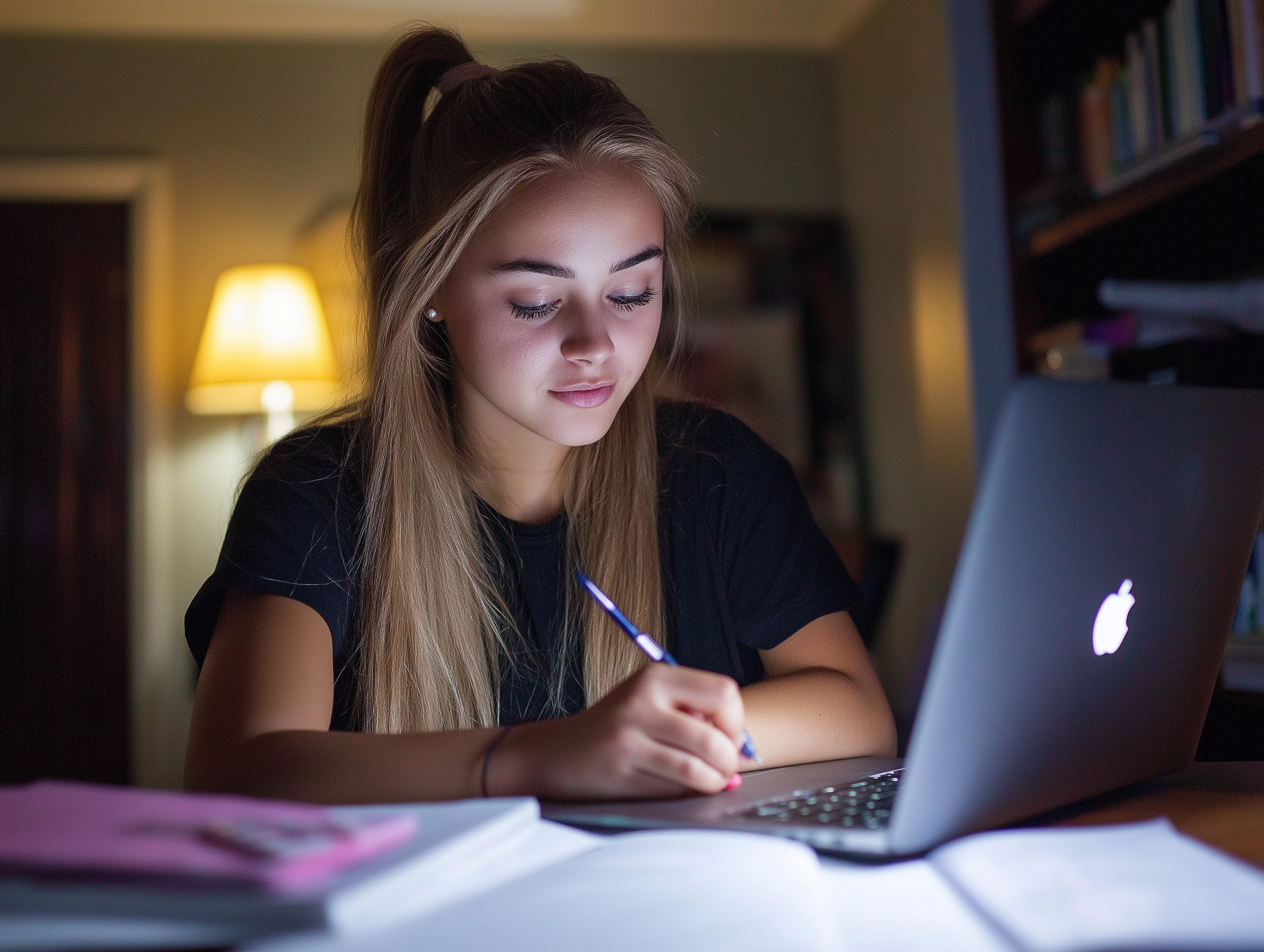 college student working on Canvas LMS with Apex Vision AI Homework Helper