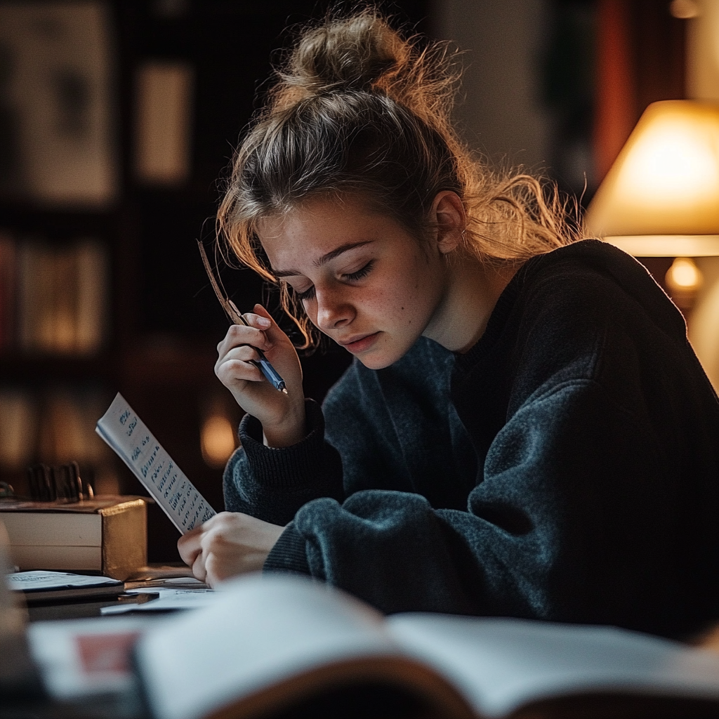 college student working on passing medical homework exam