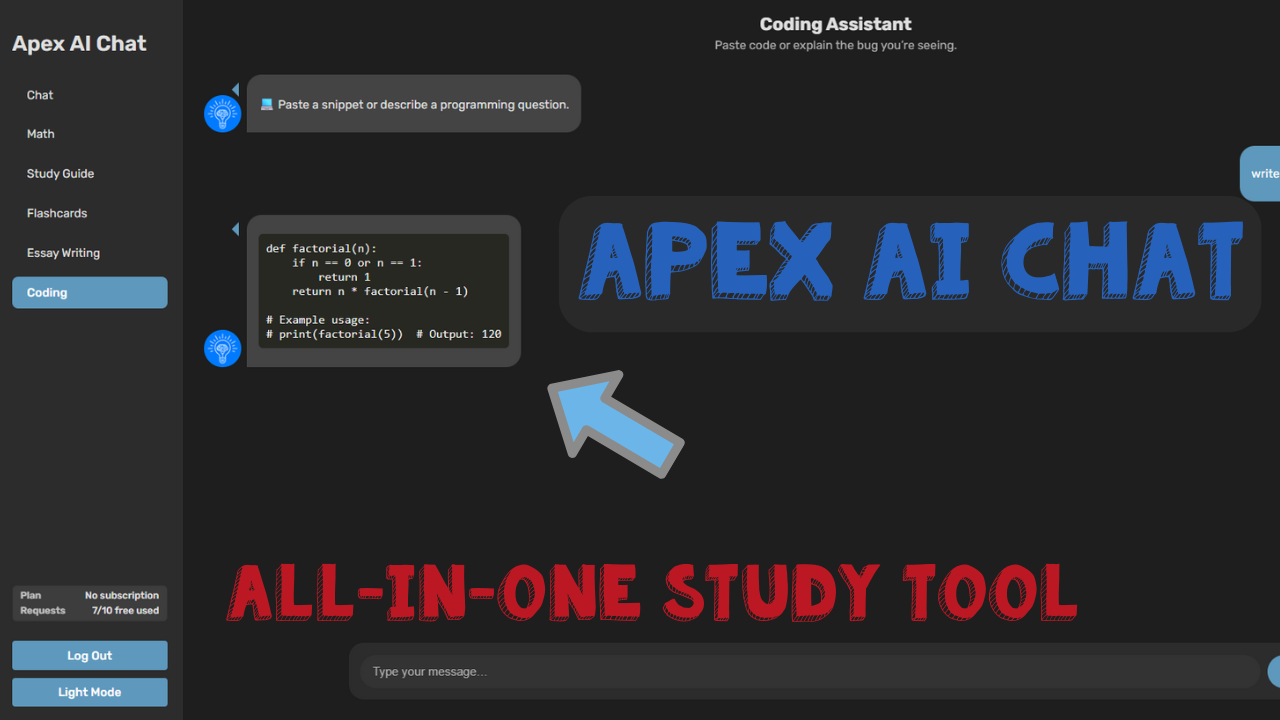 Apex AI Chat – All‑in‑One Study Study Tutor