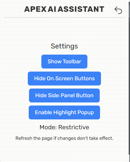 Apex Vision AI Settings
