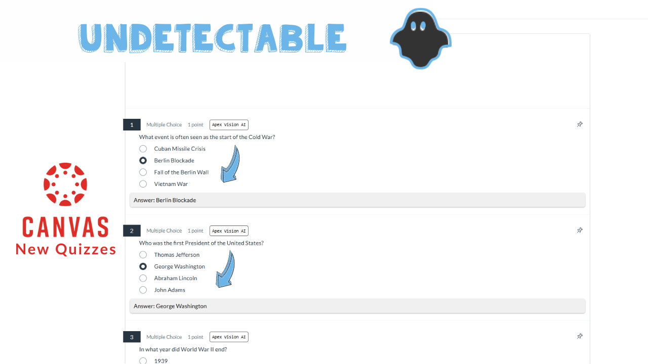 Apex Vision AI homework helper overlay working on Canvas LMS