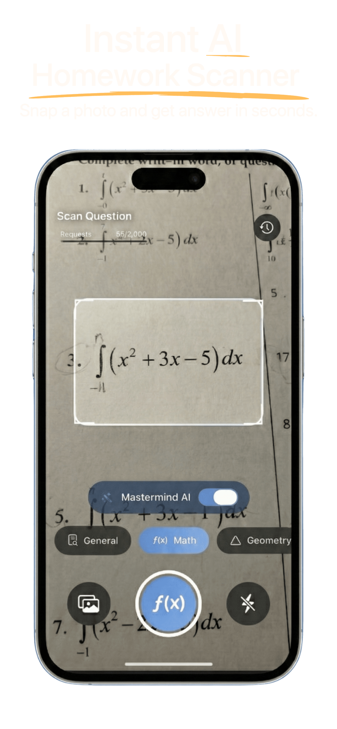 Apex Vision AI iOS App - Homework Photo Solver