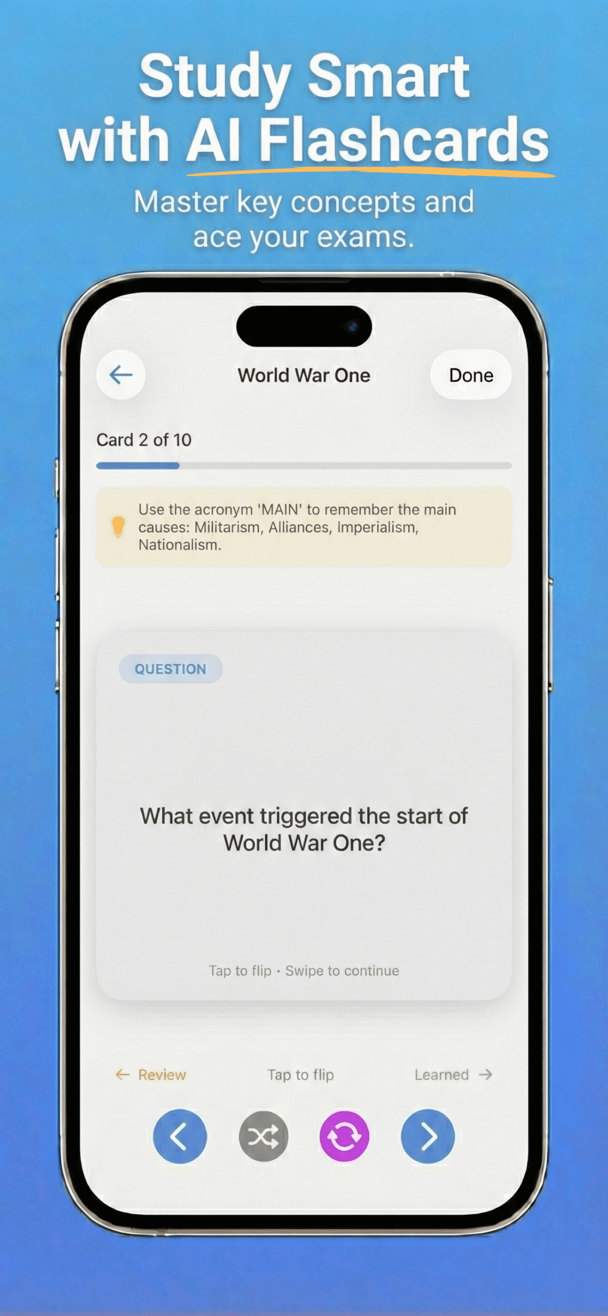 AI flashcard generator app iOS - Create study cards instantly on iPhone