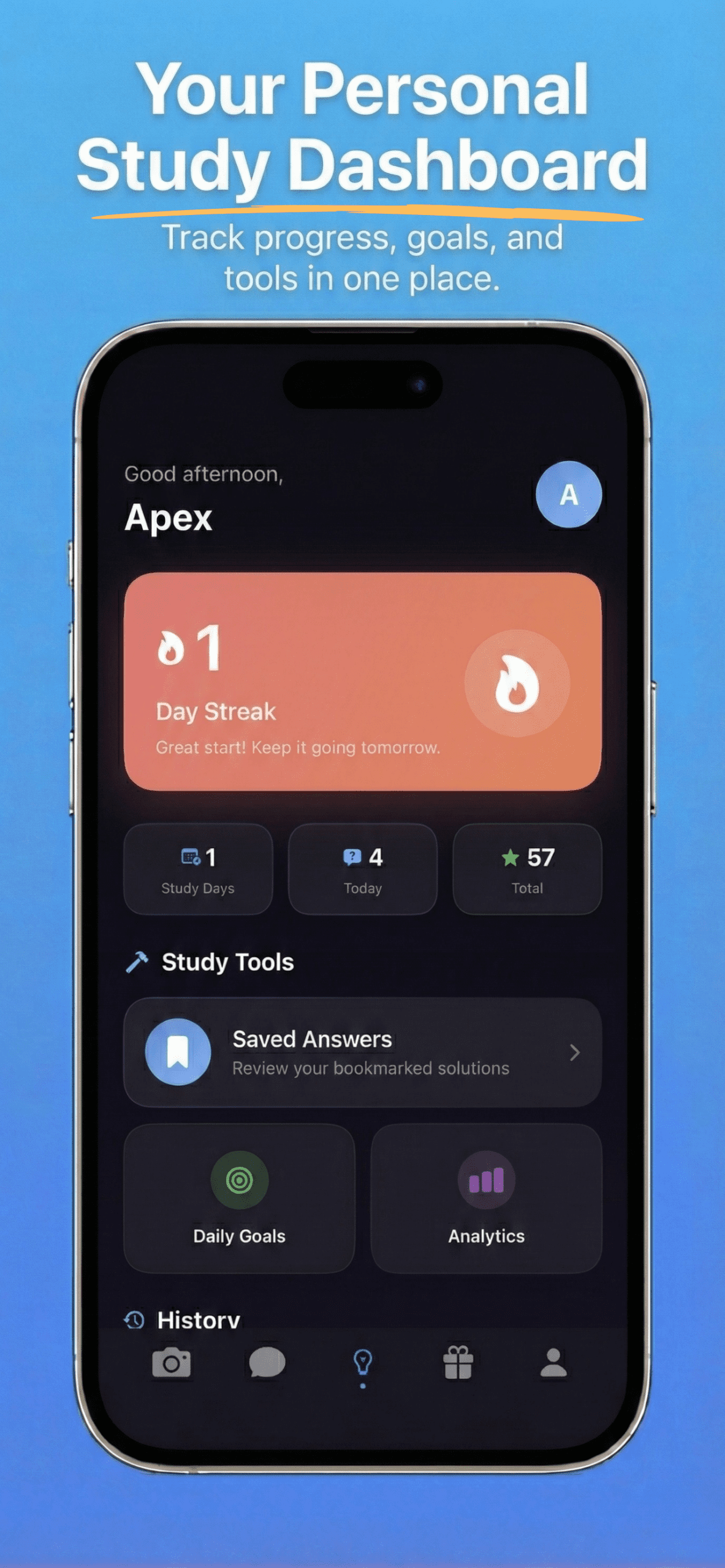 Best AI homework helper app for iPhone 2025 - Apex AI study dashboard iOS