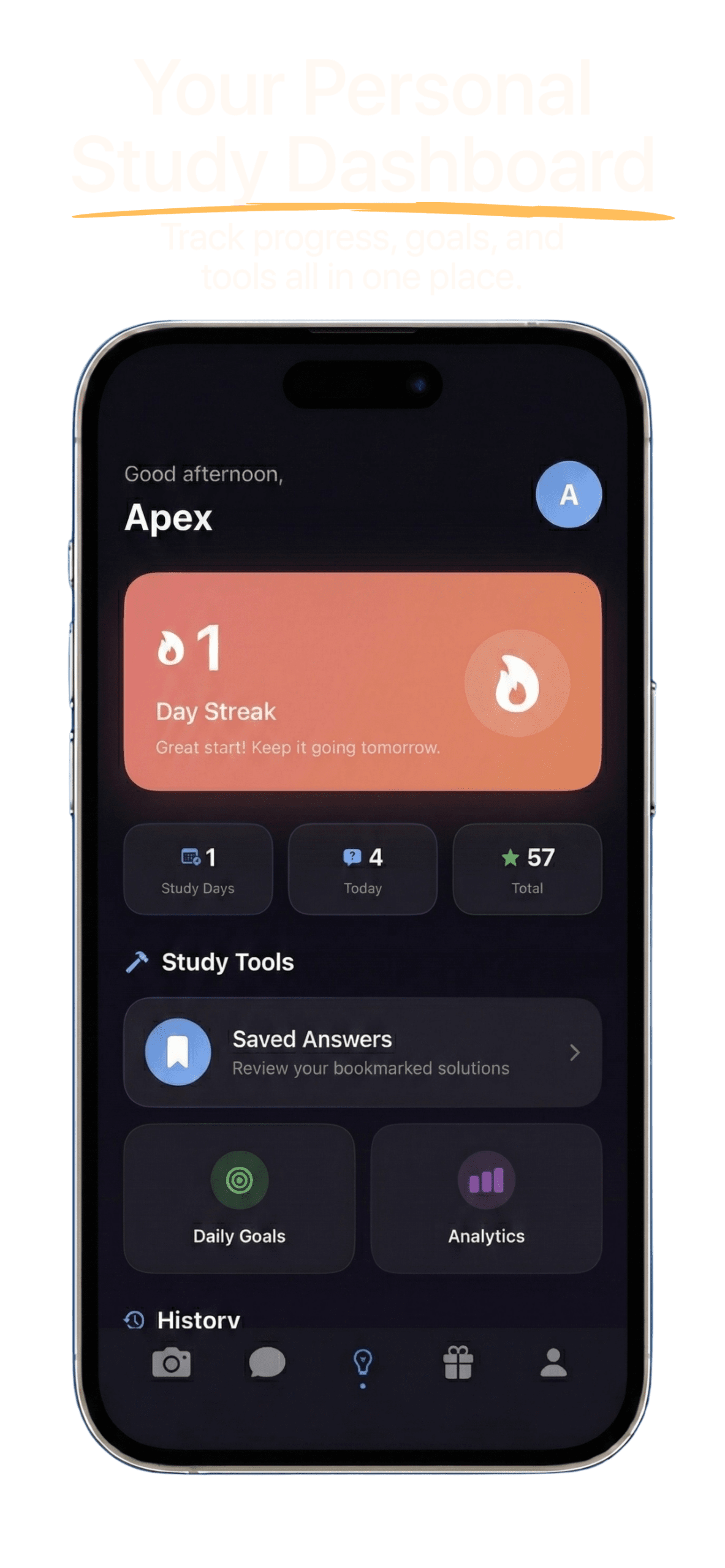 Apex Vision AI iOS App - Study Dashboard