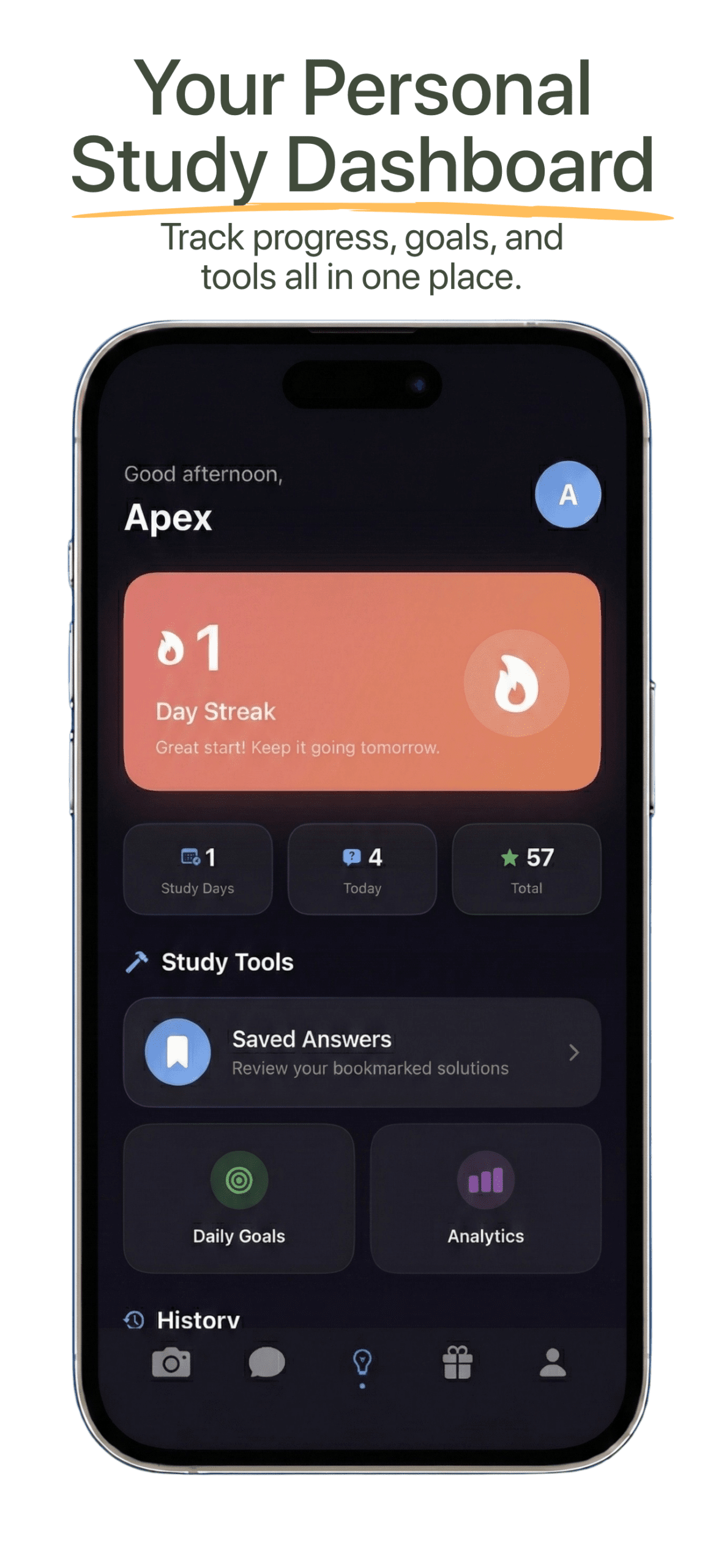 Apex Vision AI iOS App - Study Dashboard
